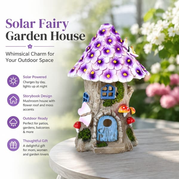 Solar fehavehusstatue, svampefigurlys til terrasse, have, altan, udendørs indretningsgave til mor og kvinder