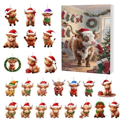Julko Nedräkningskalender, Akryl 2D Platt, Blind Box L, 24-dagars Adventsdekoration