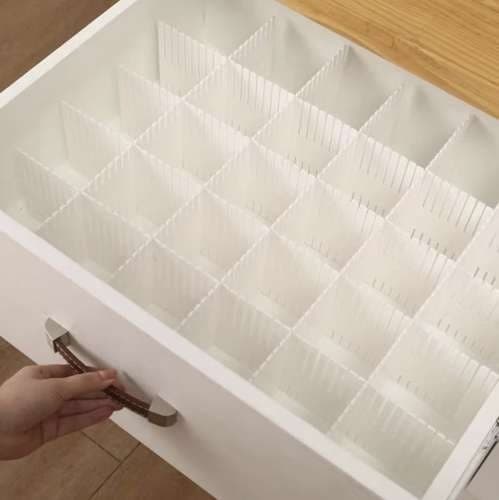 Justerbare skuffeinddelere, 8-pak, plastik, tilpasselig køkkenorganisator 8-Pack