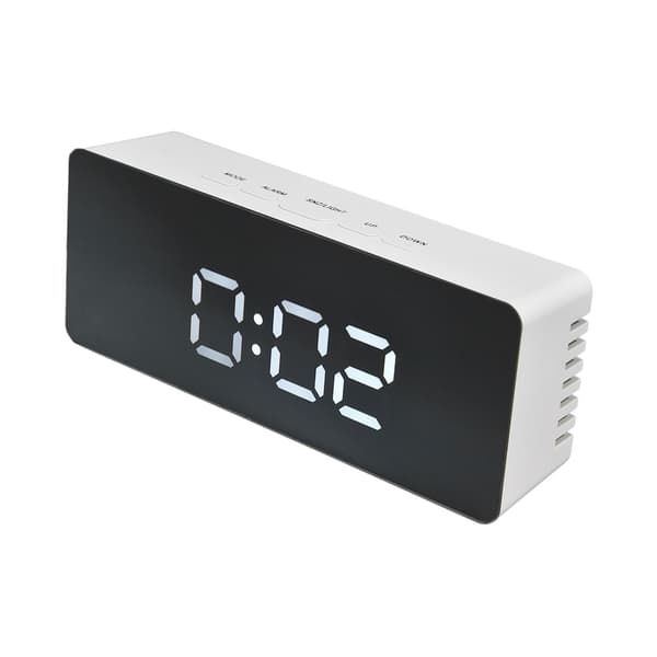 LED digital vekkerklokke, USB-drevet, 3 lysmoduser, slumrefunksjon, Celsius/Fahrenheit, hvit