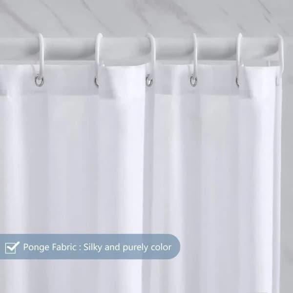 Hvit dusjforheng i polyester 200x240cm, anti-mugg, vanntett, med 12 kroker