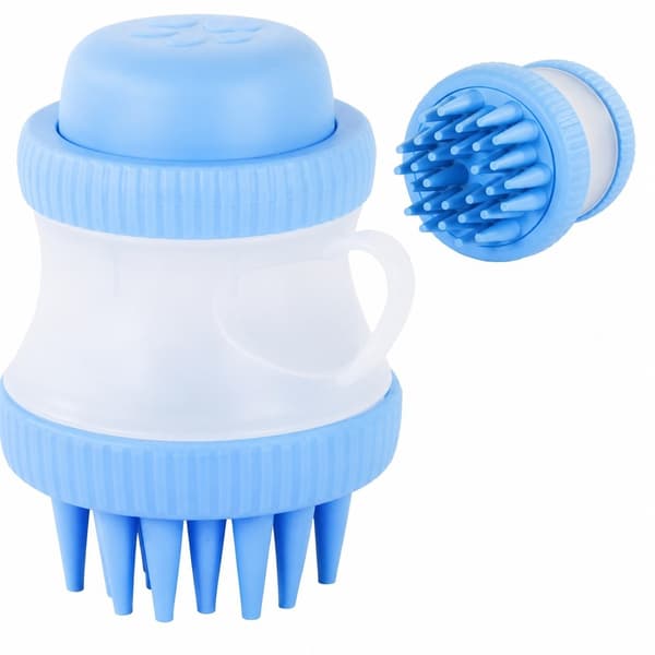 Kjæledyrdusjbørste med sjampodispenser, silikon, for hunder og katter, 125 ml