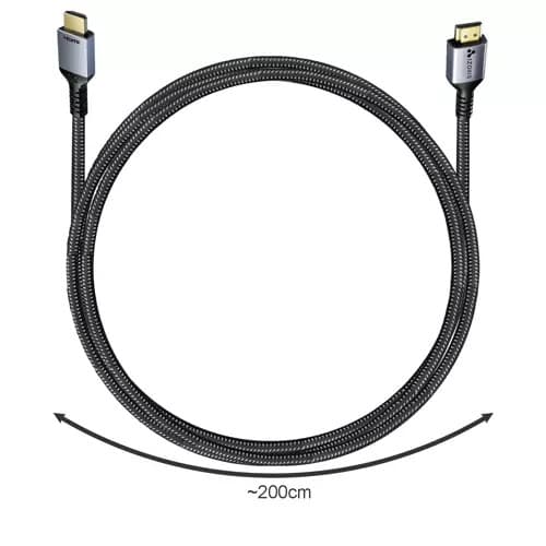 HDMI 2.1-kabel 2m, 8K 60Hz Ultra HD, 48Gbps, Guldpläterad, Nylonflätad