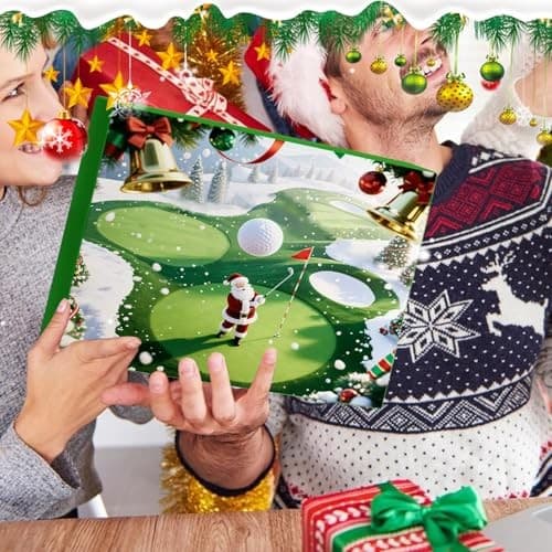 Golf Julekalender, 24-dagers Nedtelling til Jul med Ornament, Køller, Baller, Pegger