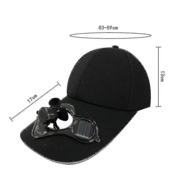 Solpanel Køleventilator Baseball Cap Sommer Camping Skyggehatte Til Mænd Kvinder Unisex Black