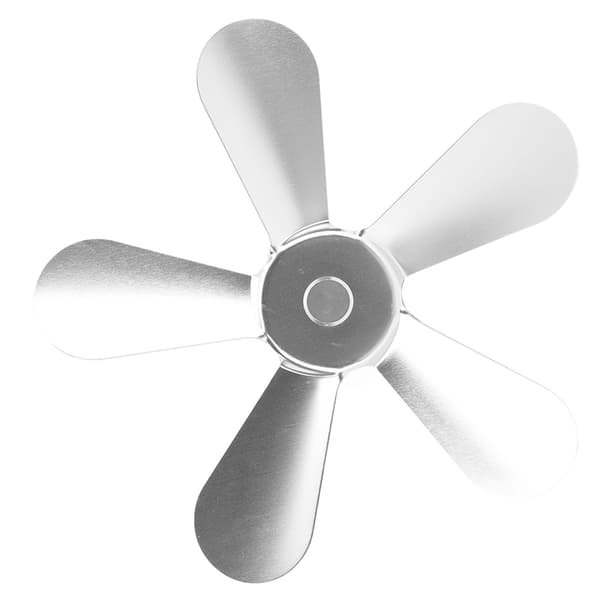 5-bladet brændeovnsventilator, aluminiumslegering, varmeforsynet, erstatning til pejs, sølv