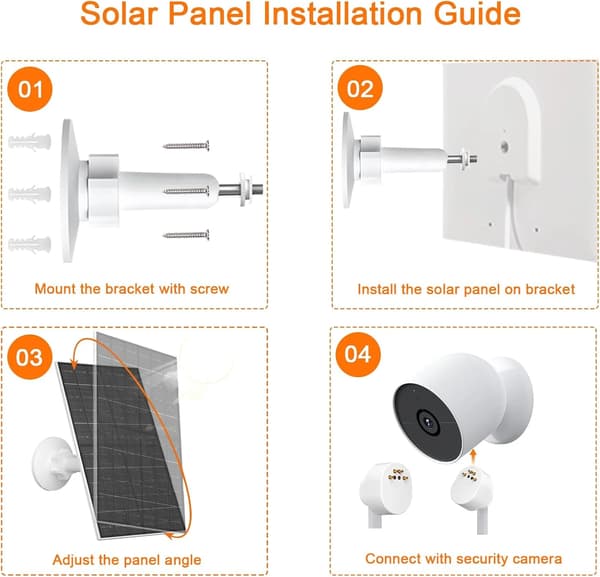 7W solcellelader for Google Nest Cam Battery, hvit 22x14cm, IP66 vanntett (Demo)