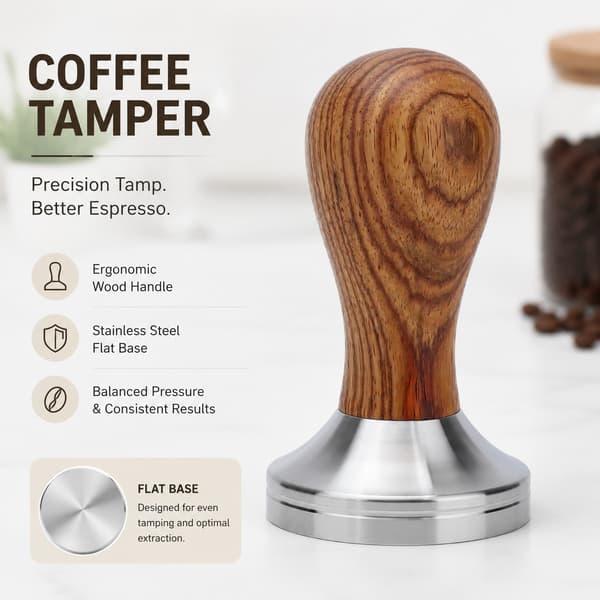 53 mm kaffetamper, rustfritt stål, kvantitativt pulverpress, for espresso, hjemmekjøkken