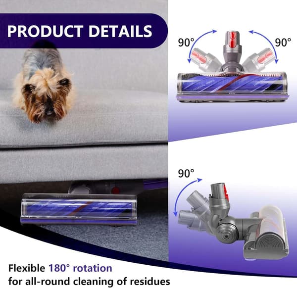 Børstehode for Dyson V12 Detect Slim, Flerfarget, Flokefri, Kompatibel med Digital Slim