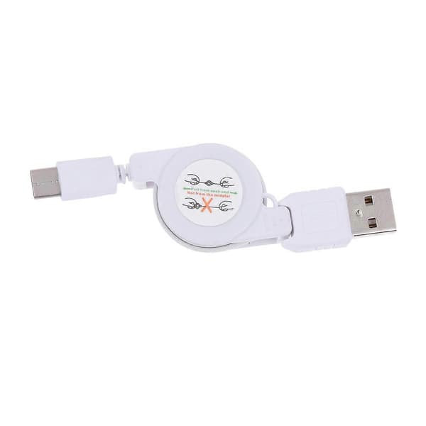 USB C-kabel infällbar vit 75x0,5x0,5cm snabbladdning för hemmakontor 1 st