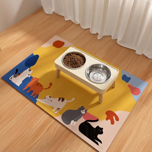 Absorberende vandtæt kæledyrsfodermåtte i gummi til hunde og katte, gulvmåtte til mad- og vandskåle. Cat 30×50 cm