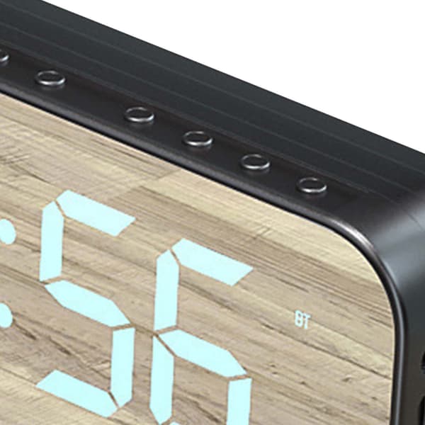 Bluetooth-högtalare väckarklocka med spegeldisplay, digital, för sovrumskontor, svart
