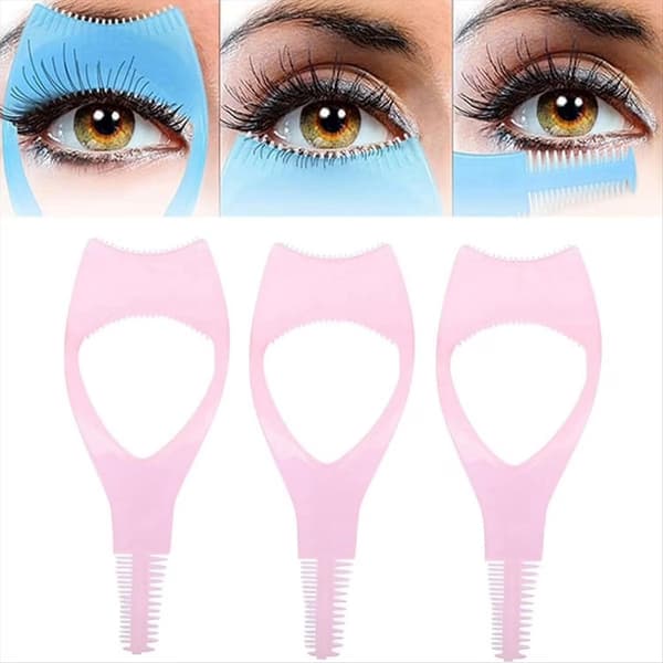 Mascara Shield Applikator, Pink, Plastik, Dobbeltsidet Øjenvippekam Værktøj, 3-pak