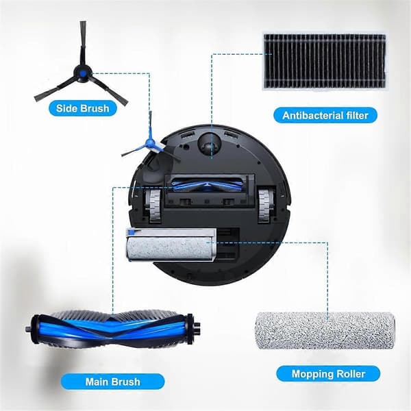 16 stk. reservedele til Ecovacs Deebot X8 Pro Omni til Yeedi S14 Plus støvsuger