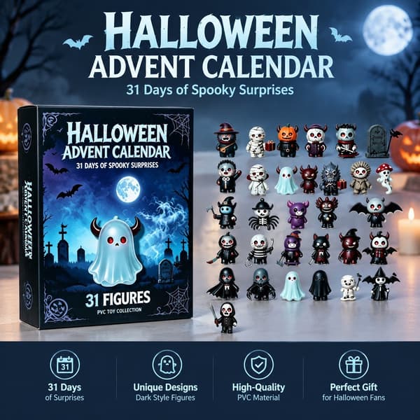 Halloween Mörk Stil Adventskalender Blind Box, 31-delars Samlarobjekt Nedräkningspresentpaket