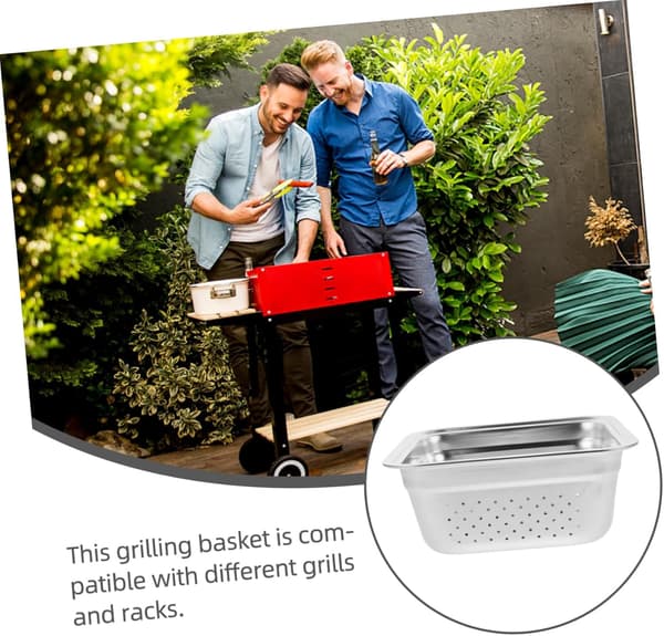 2 stk. grillkurve i rustfrit stål, rund net til grøntsager og kød, køkkengrillingtilbehør