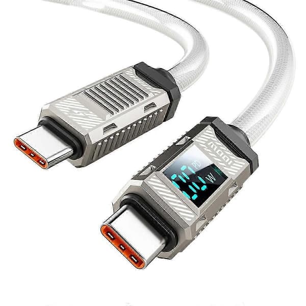 2m Typ C till Typ C-kabel 100W Display Mekanisk Datakabel Snabbladdande USB C till USB C-kabel för