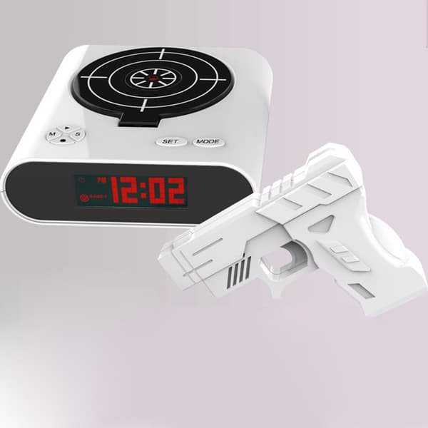 Interaktivt Skyde-Vækkeur med LED-Display, Digital Timer, Sjov Vækning for Børn og Voksne