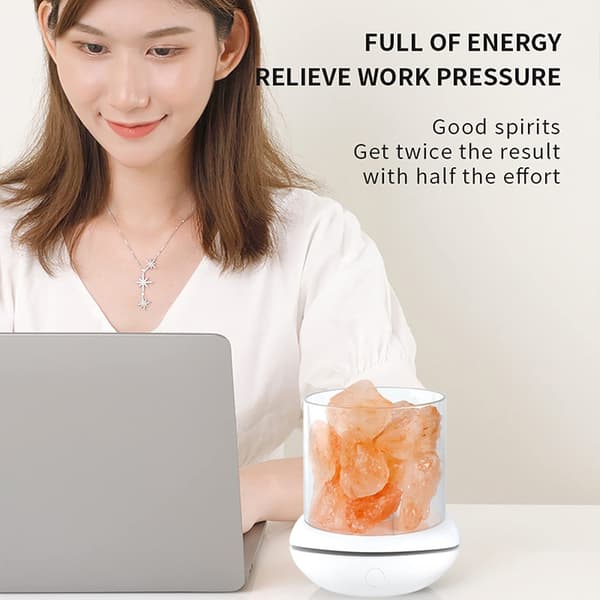 Saltkrystallampe Natlys, USB Aroma Diffuser, Duftoliediffuser til Kontor Yoga Soveværelse