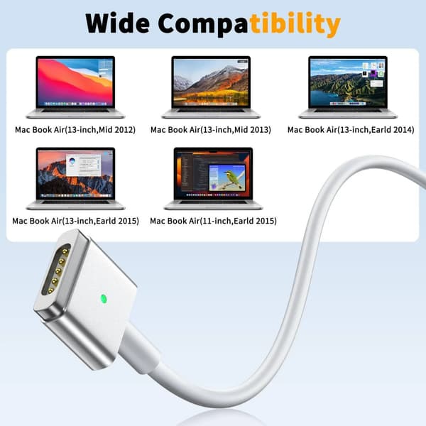 85W T-Tip Hvit Erstatningsstrømadapter for MacBook Pro - Magnetisk Tuplader