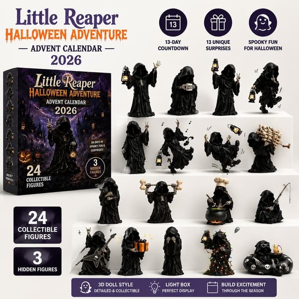 Nedräkningskalender för Halloween 2026, Spöke i 3D-dockstil, Ljuslåda, Spöklik Dekor