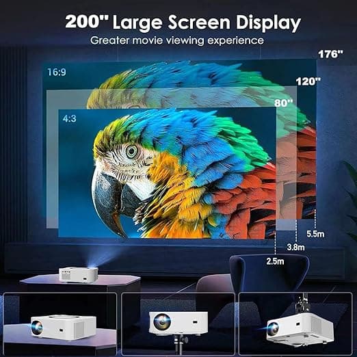 Native 1080p Trådløs Bluetooth TCT LCD Hjemmekino Android Projektor - Brukt Hvit