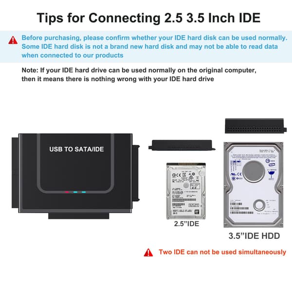 USB 3.0 til SATA-adapterkabel for 2,5 og 3,5 tommers harddisk, ekstern HDD-leseromformer