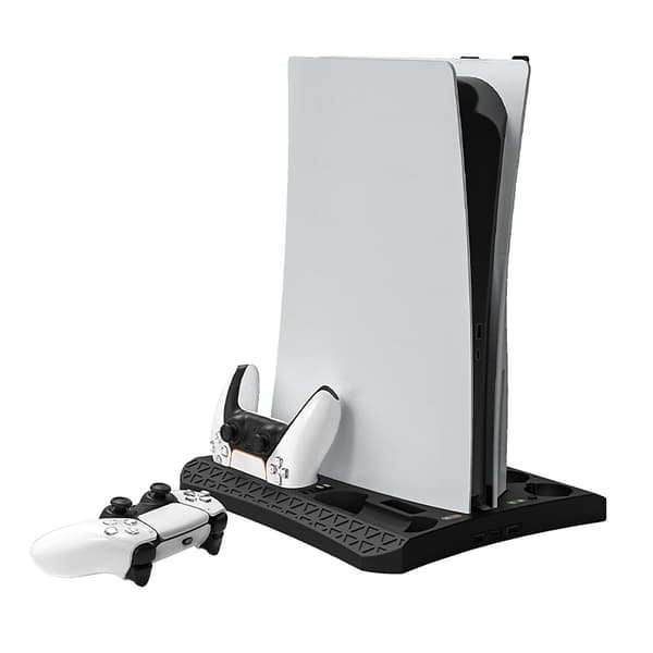 PS5 Køle- og Ladestation med PS MOVE Controller Oplader, Sort, ABS, Opbevaring til VR Headset