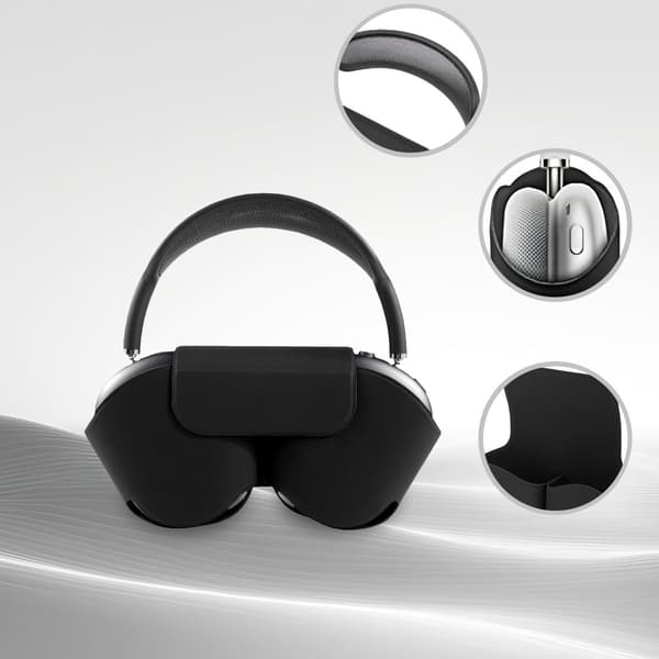 Silikonfodral för AirPods Max, svart, stötsäkert dammtätt skyddsfodral