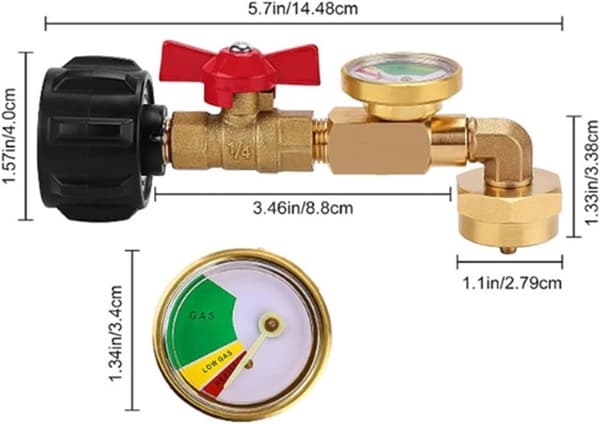 Massiv mässing propanmätare adapter för 0,5 kg tankpåfyllning, BBQ & camping