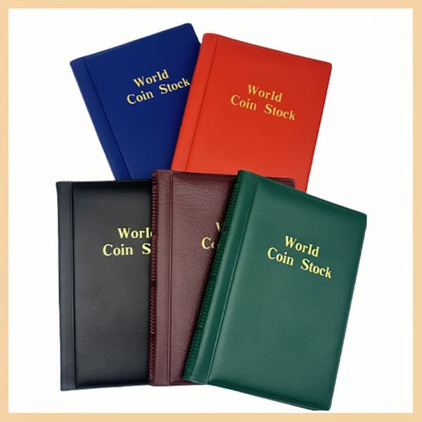 Møntsamlingsbog 120-stykker, PVC-bind til opbevaring af antikke og erindringsmønter, sort Red 120 grid