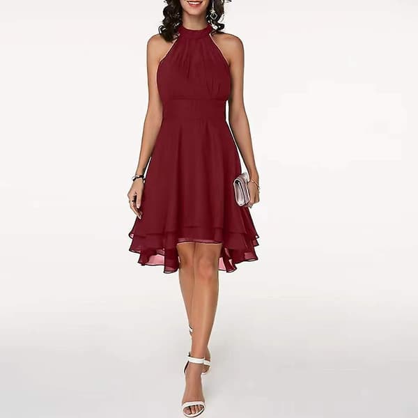Elegant dametøj til sommerbryllup WINE-RED S