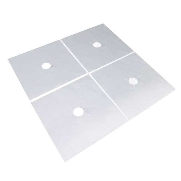Spisbrännarskydd, silver, 27x27cm, PTFE non-stick, gasspis skyddsdynor, 4-pack