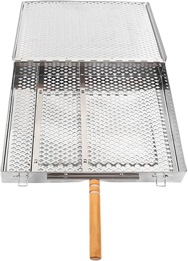 Sammenklappelig Grillkurv, Rustfrit Stål, Non-Stick, til BBQ, Fisk, Grøntsager, Camping & Picnic