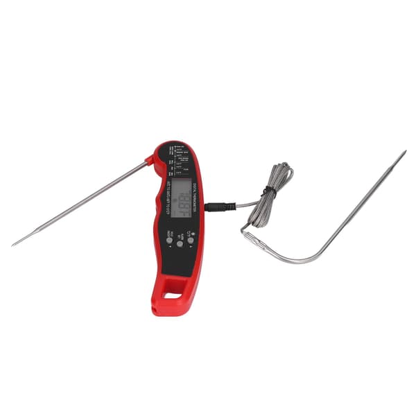 Digitalt Kjøtttermometer, Dobbel Probe, LCD-skjerm, BBQ, Rød