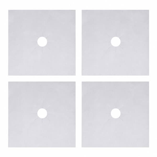 Spisbrännarskydd, silver, 27x27cm, PTFE non-stick, gasspis skyddsdynor, 4-pack