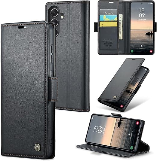 PU læder kortholder kickstand cover til Samsung Galaxy S23 FE - Sort