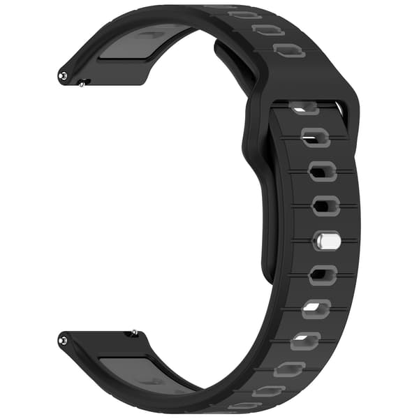 Silikoneurrem kompatibel med Huami Amazfit Helio Strap, sort og grå, tofarvede vandrette striber