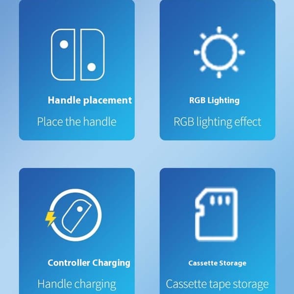 Vægmonteret ladestation til Nintendo Switch 2, RGB-lys, opbevaring til 4 enheder