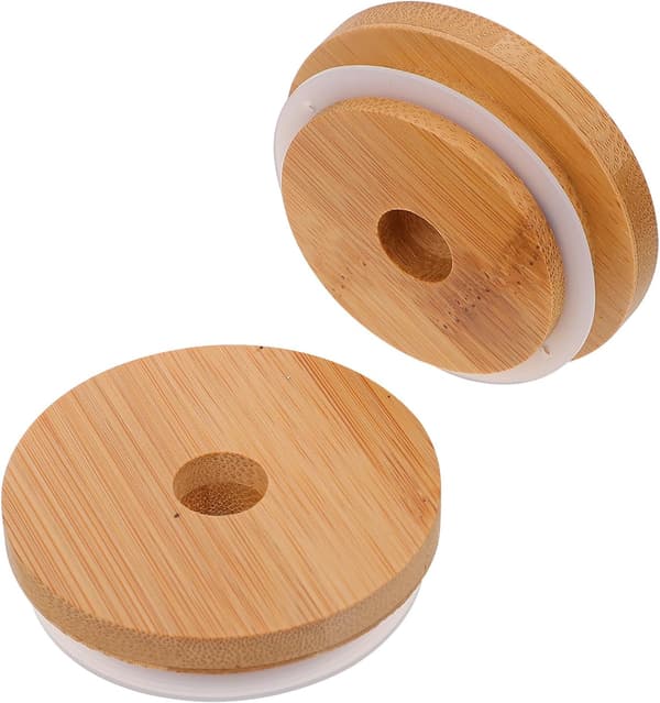 2-pack Mason Jar-lock med sugrörshål - 7 cm breda ersättningslock för dryck och förvaring