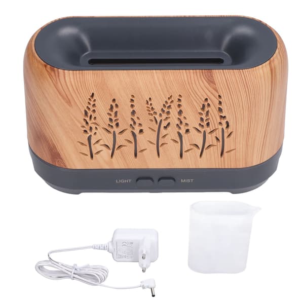 Trækorns Aroma Diffuser, 200 ml Luftfugter, Flamme Mønster Lys, Lav Støj, EU Stik