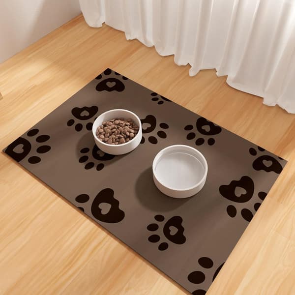 Absorberende vandtæt kæledyrsfodermåtte i gummi til hunde og katte, gulvmåtte til mad- og vandskåle. Brown 40x60cm