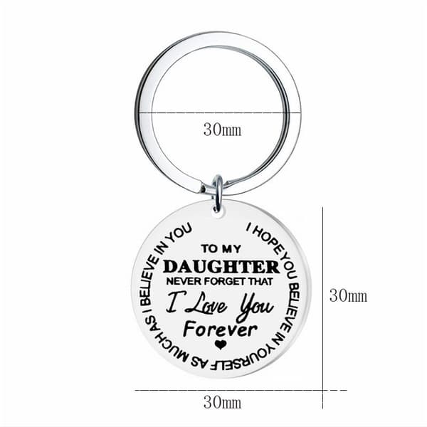 Nyckelring i rostfritt stål \"Till min dotter\" graverad, silver, present till dotter
