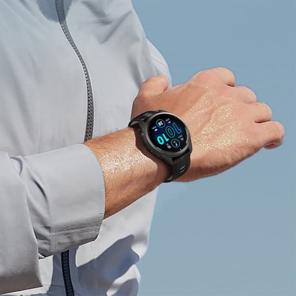 Silikoneurrem til Garmin, 22mm, Sort+Grå, Åndbar, Justerbar