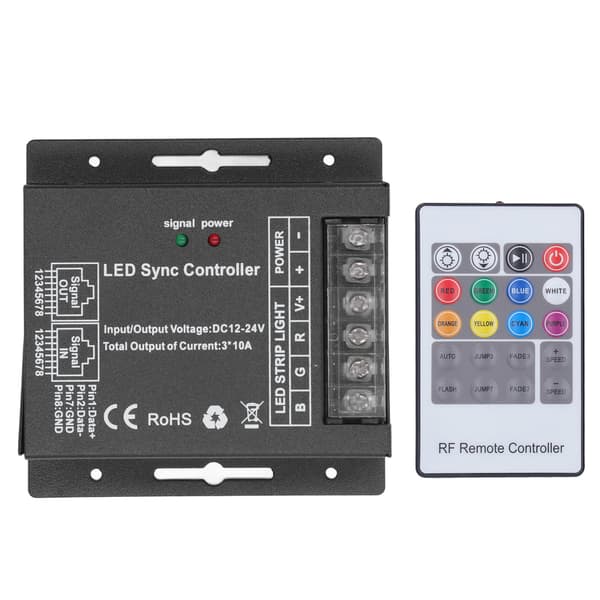 RGB LED Dimmerkontroller, 24-tasters fjernkontroll, DC 12V-24V for LED-strips