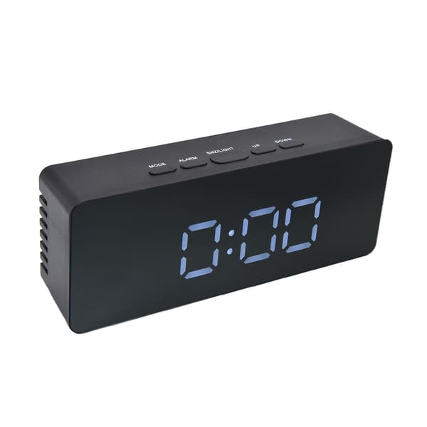 LED digital vekkerklokke, USB-drevet, 3 lysmoduser, slumrefunksjon, Celsius/Fahrenheit, svart