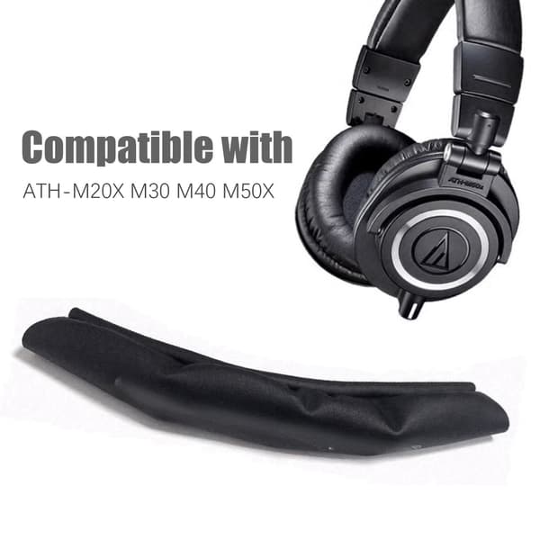 Hovedbåndspude til Audio-Technica ATH-M20X M30 M40 M50X, sort, blød neopren