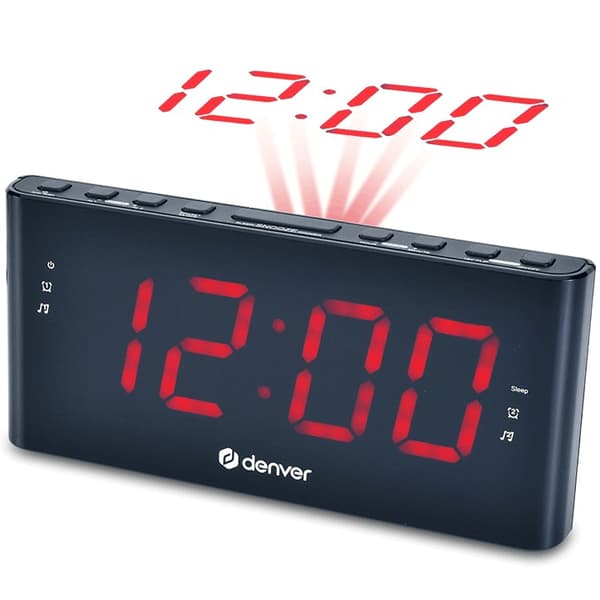 PLL FM-klockradio med projektion, dubbla larm, blå LED-display, snooze, CPR-710