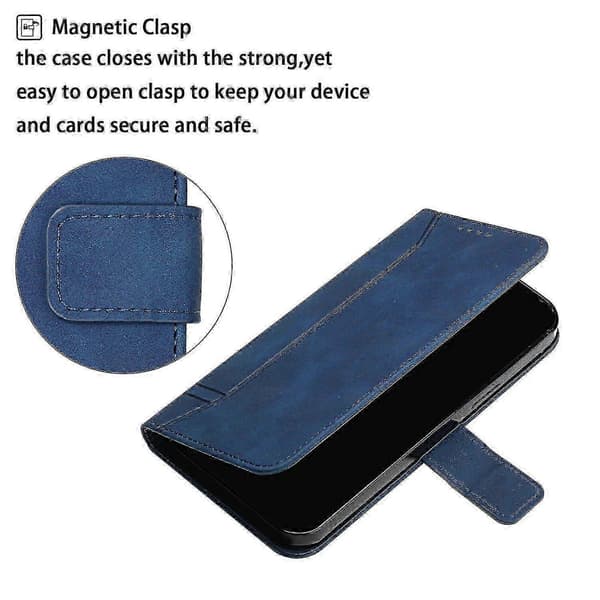 Magnetiskt läderfodral med plånboksställfunktion för Blue Samsung Galaxy S23 Plus