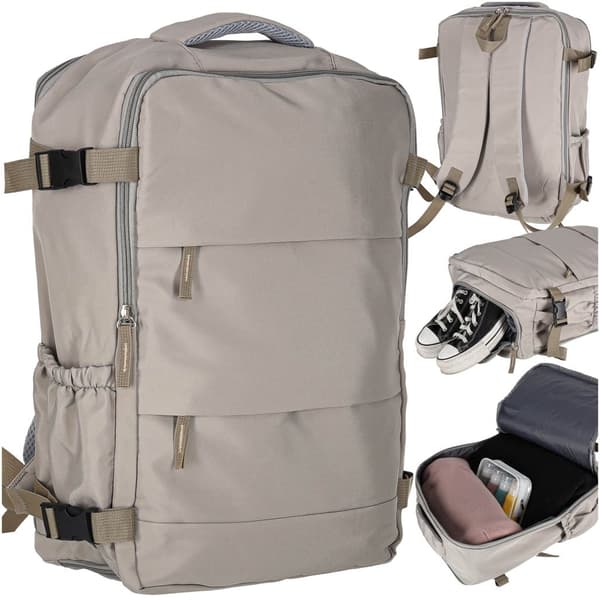 Reseryggsäck för Ryanair & Norwegian, handbagage, 30L, grå Grey